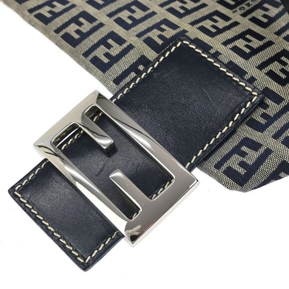 Fendi Navy Gray Canvas Zucchino Mamma Baguette Handbag 2305.26325.018 145596 - Picture 3 of 10